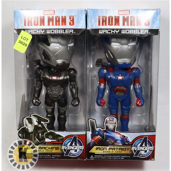 TWO IRON MAN 3 BOBBLE HEADS