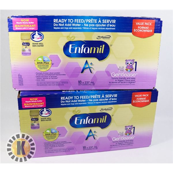 TWO CASES OF ENFAMIL A + BOTTLES
