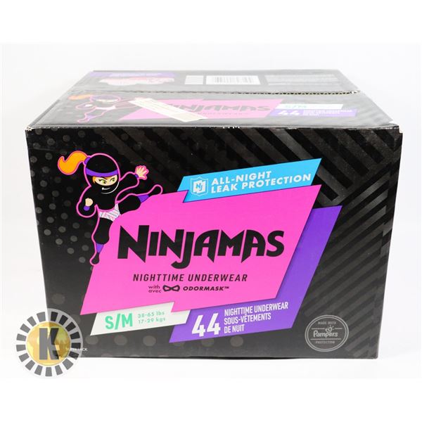 CASE OF NINJAMAS NIGHTTIME UNDERWEAR SIZE S/M
