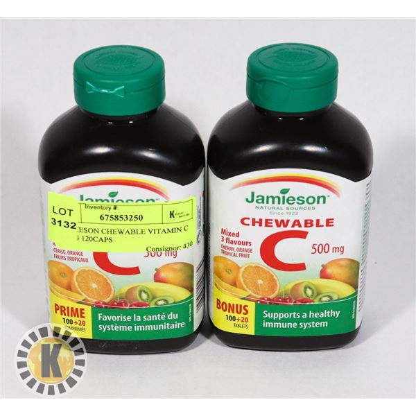 2 JAMIESON CHEWABLE VITAMIN C 500MG 120CAPS