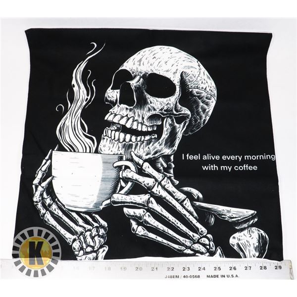 NEW SKULL/COFFEE THROW PILLOW CASE