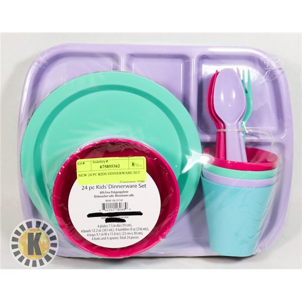 NEW 24 PC KIDS DINNERWARE SET