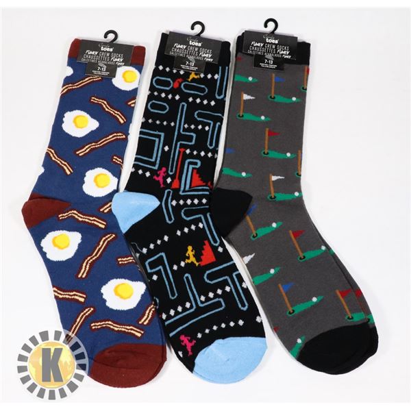 3 NEW PAIRS OF MENS WILD PATTERN SOCKS