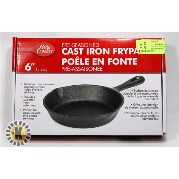 NEW PRE-SEASONED 6" CAST IRON FRYING PAN