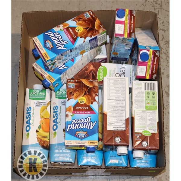 BOX OF ASSORTED JUICE AND MORE