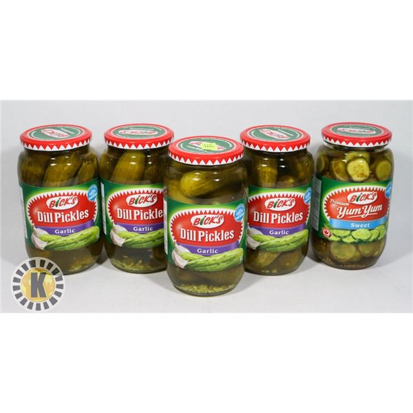 5 JARS OF PICKLES