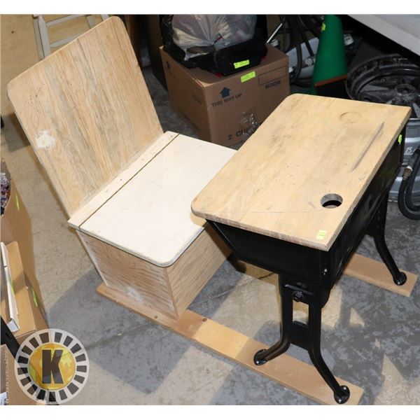 PARTLY RESTORED ANTIQUE KIDS SCHOOL DESK
