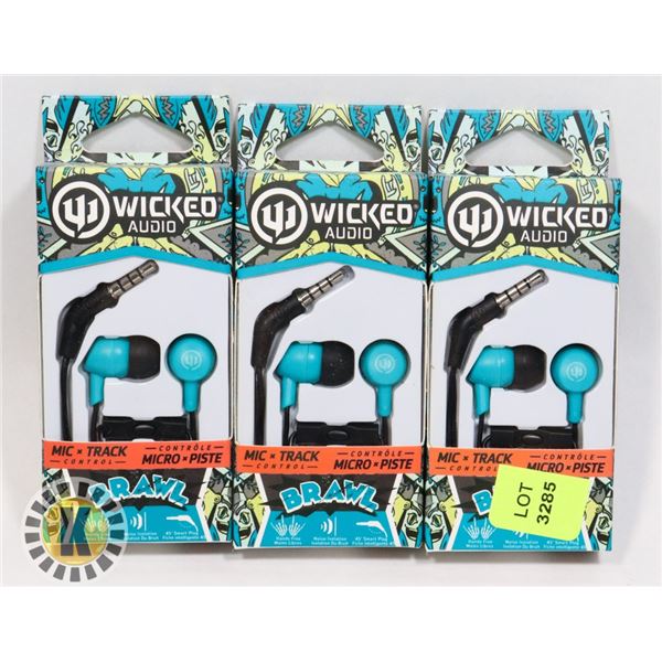 THREE WICKED AUDIO BRAWL HEADPHONES