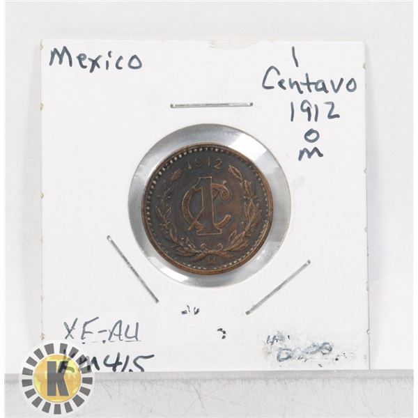 11)  MEXICO 1912 M 1 CENTAVO COIN.