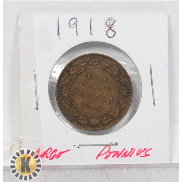 13)  CANADIAN 1918 LARGE PENNY.