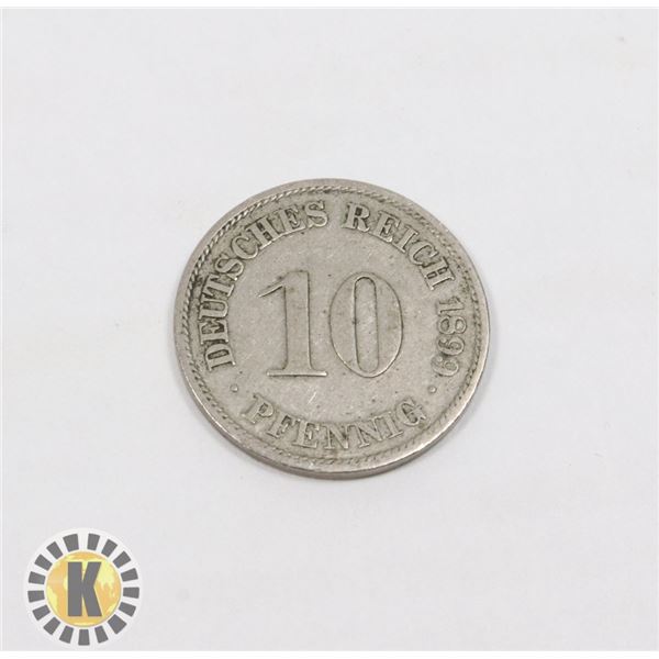 9)  GERMAN 10 PHENNIG 1899A COIN.
