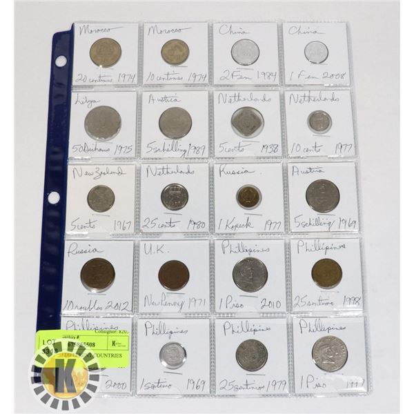 20 COINS 9 DIFFERENT COUNTRIES