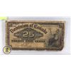 Image 1 : 1 BANKNOTE CANADA 25 CENT SHINPLASTER 1900