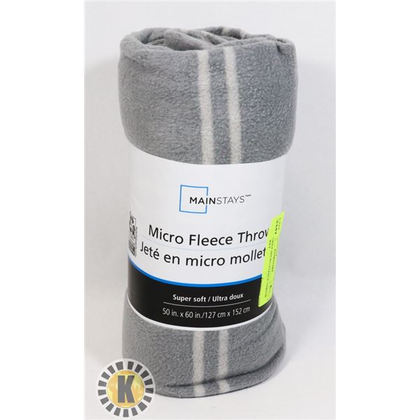NEW GREY MICRO FLEECE THROW BLANKET