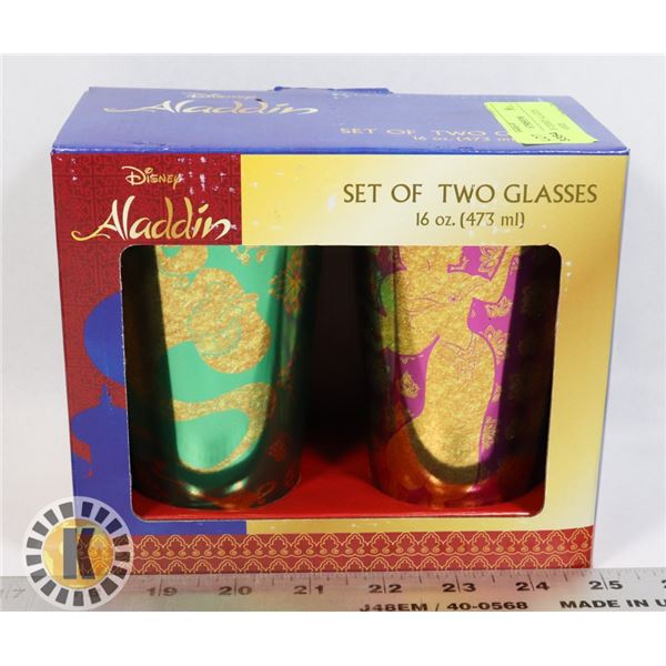 NEW SET OF DISNEY ALADDIN DRINK GLASSES