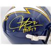 Image 2 : LaDainian Tomlinson Signed Chargers Blue Full Size Replica Speed Helmet "HOF 17" (Beckett COA)