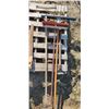 Image 1 : 5 tine pitchfork, broom, squeegee, rake
