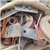 Image 5 : heavy box of assorted steel braces wheels and other items