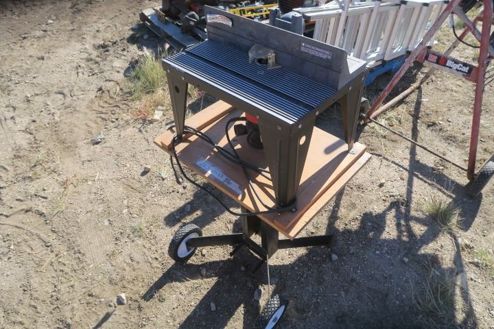 Craftsman Router Table & Router on Wheeled Stand - Schmalz Auctions
