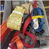Image 2 : misc box of oil cans, gas nozel, filter assembly, ratchet, straps