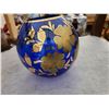 Image 3 : Blue Glass Bowl with Gold floral pattern Cat A