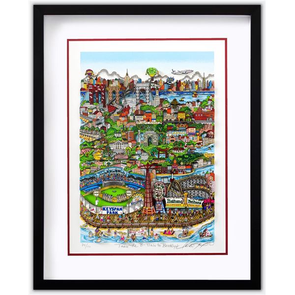 Charles Fazzino- 3D Construction Silkscreen Serigraph "Take the B-Train to Brooklyn"