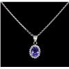 Image 1 : 1.98 ctw Tanzanite and Diamond Pendant - 14KT White Gold