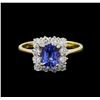 Image 2 : 1.00 ctw Sapphire and Diamond Ring - 14KT White Gold