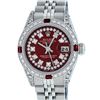 Image 1 : Rolex Ladies Stainless Steel 26MM Maroon Diamond Lugs Oyster Perpetual Datejust