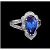 Image 1 : 3.68 ctw Tanzanite and Diamond Ring - 14KT White Gold