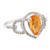 Image 1 : 1.97 ctw Pear Mixed Spessartite Garnet And Round Brilliant Cut Diamond Ring - 14