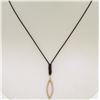 Image 4 : 14k Rose Gold 0.30 ctw Diamond Marquise Pendant Necklace w/ 16" Brown Cord