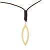 Image 6 : 14k Rose Gold 0.30 ctw Diamond Marquise Pendant Necklace w/ 16" Brown Cord