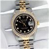 Image 3 : Rolex Mens 2 Tone Black String VS Diamond Oyster Perpetual Datejust Wristwatch