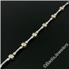 Image 6 : 14kt White and Yellow Gold 0.50 ctw Burnish Diamond Flower and Bar Link Bracelet