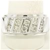 Image 6 : Men's 14k White Gold 1.00 ctw Round Diamond Diagonal Channel WIDE BOLD Band Ring