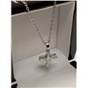 Image 3 : Sterling Silver Crucifix White Sapphire Style stones Pendant and Chain Set