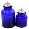 Image 2 : 2 Large Cobalt Blue Glass Cannisters