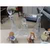 Image 2 : (EK) 3 Decanters, Platter, Cast Bowl w Lid, Crystal Cut Bowl, & # Figurines