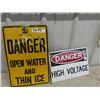 Image 1 : Metal Danger Thin Ice w MB Shield 12" x 18": & Metal Danger High Voltage 10" X 14"