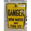 Image 2 : Metal Danger Thin Ice w MB Shield 12" x 18": & Metal Danger High Voltage 10" X 14"