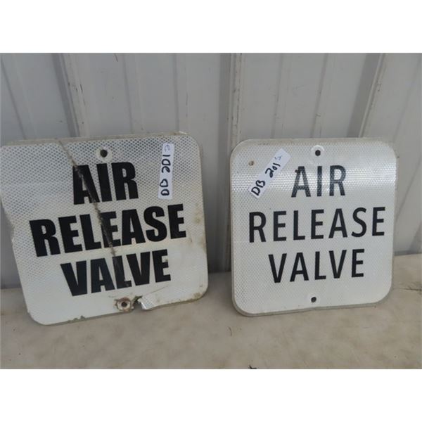 2 Metal Air Release Valve Signs 12" x 12"