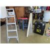 Image 1 : (MN) Stanley Fat Max Portable Tool Bag, 2 Poly Saw Horses, 5' Alum Step Ladder, Roll of Poly