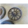 Image 2 : (TS) 2 Vintage Auto Wheels w Metal Spoked Rims & 1 Wooden SPoked Rim