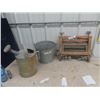 Image 1 : (TS) Wringer, Galvanized Pail, & Water Can