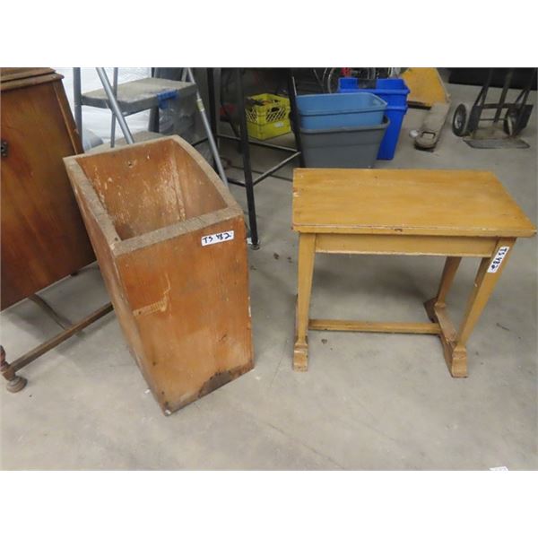 (TS) Bench 23" x 24" x 12" & Potato Bin/ Flour Bin 28"x 13" x 15" & Gramophone Cabinet (EMPTY)