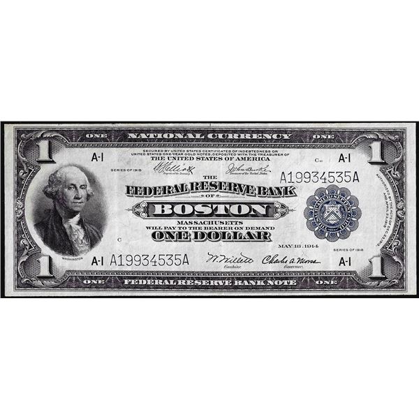 1918 $1 Federal Reserve Bank Note Boston