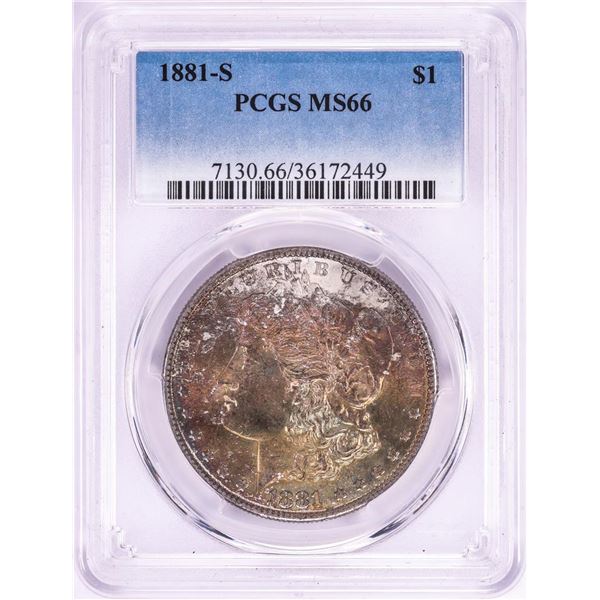 1881-S $1 Morgan Silver Dollar Coin PCGS MS66 Amazing Toning