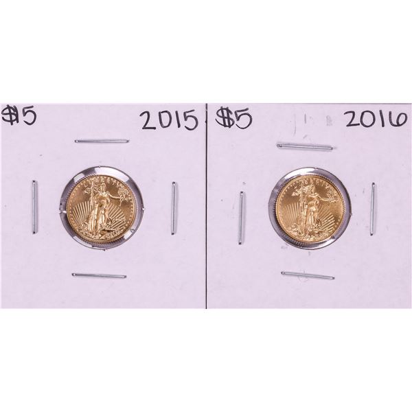 Lot of 2015-2016 $5 American Gold Eagle Coins