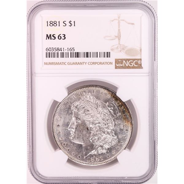 1881-S $1 Morgan Silver Dollar Coin NGC MS63 Nice Toning